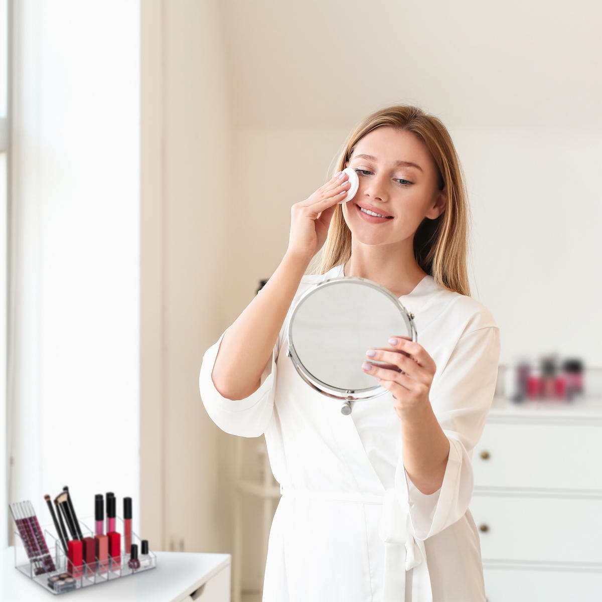 2XMAKE-UP-ORGANIZER - Transparent, Kunststoff (25.5/8/17.5cm) - Relaxdays