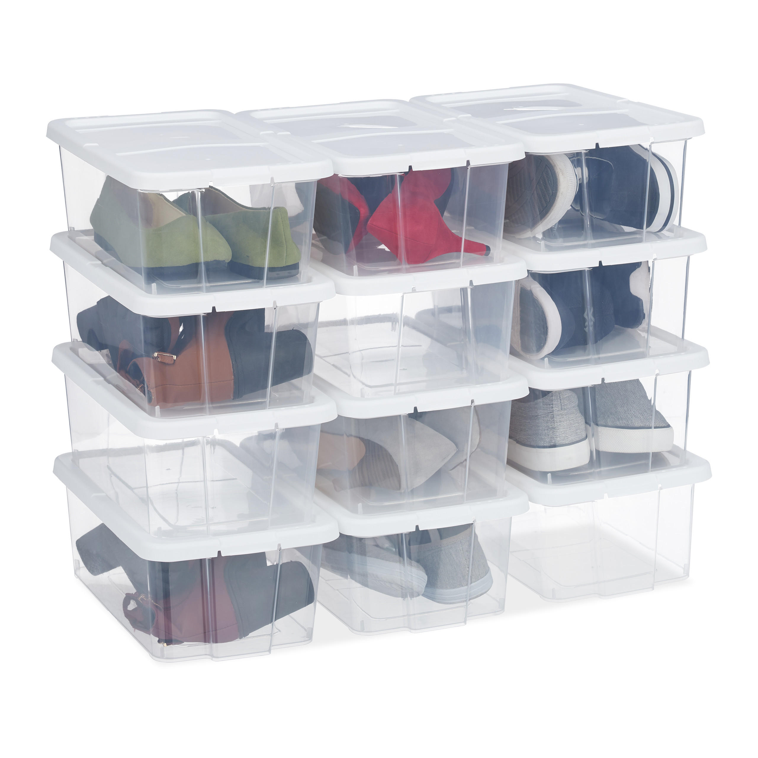 SKOLÅDOR Vita 12-pack stapelbara med lock Multicolor 12.5/20/34.5 cm