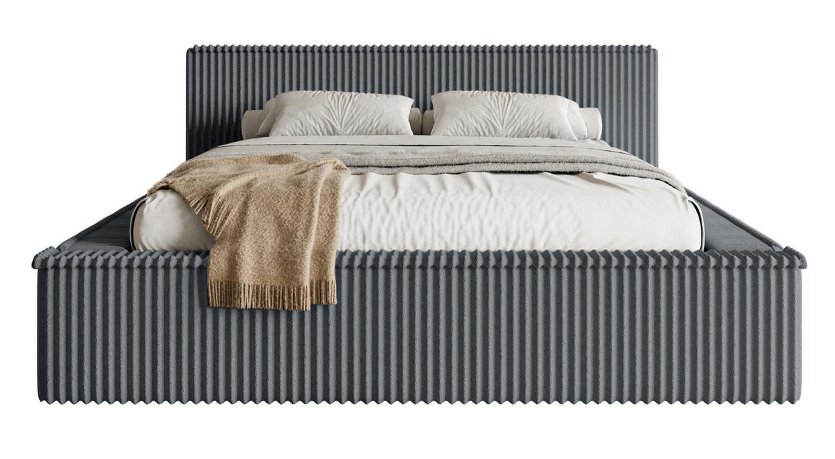 POLSTERBETT AFFOLIO Grau 180x200 cm - Schwarz/Grau, Holz/Textil (180/200cm) - Selsey