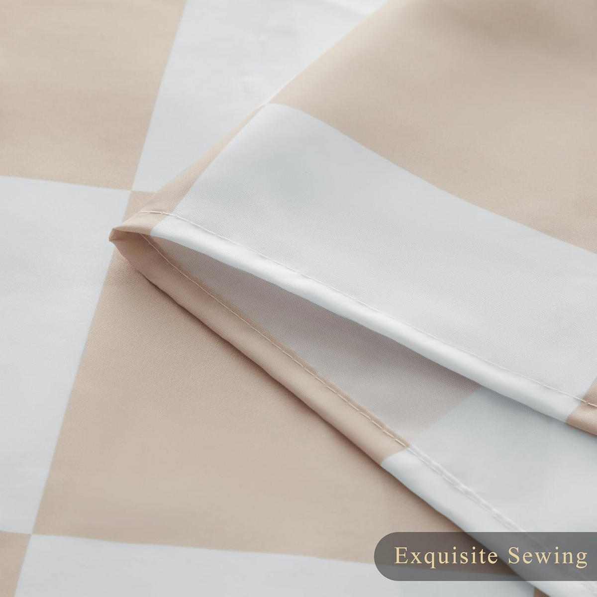 DUSCHVORHANG Karierter 180 x 180 cm - Hellbraun, Textil (180/180cm) - Kaket