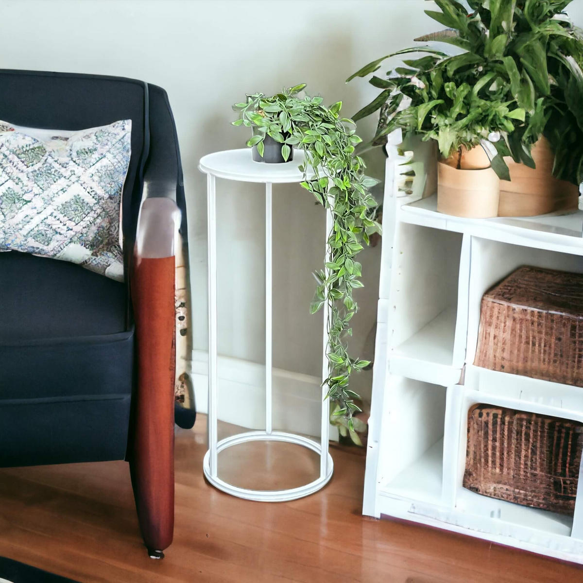 BLUMENHOCKER Metall Weiß Rund 60 cm - Weiß, Metall (25/60/25cm) - DanDiBo