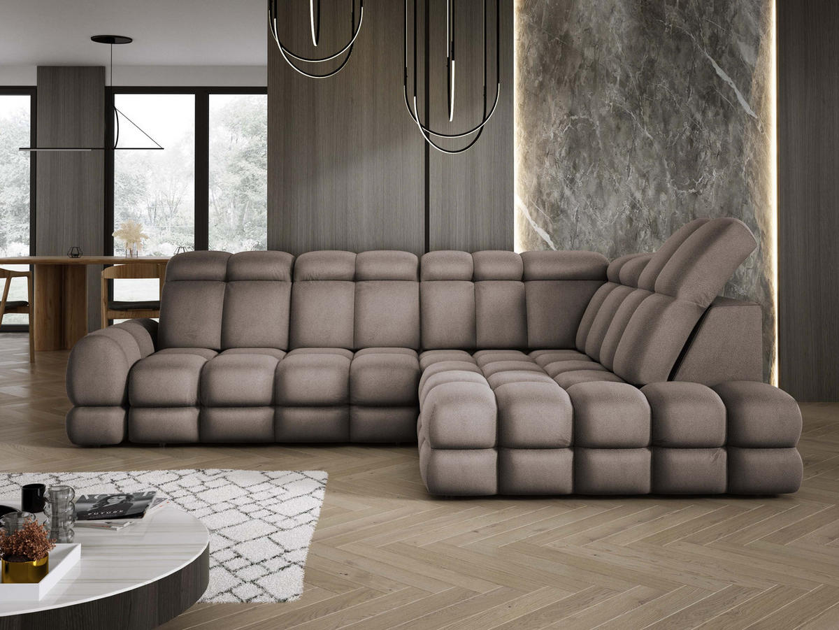 ECKSOFA TOLLO Solar-stoff L-form 302x217x105 cm schokolade - Bronzefarben, Holz/Textil (217/302cm) - DomoHome