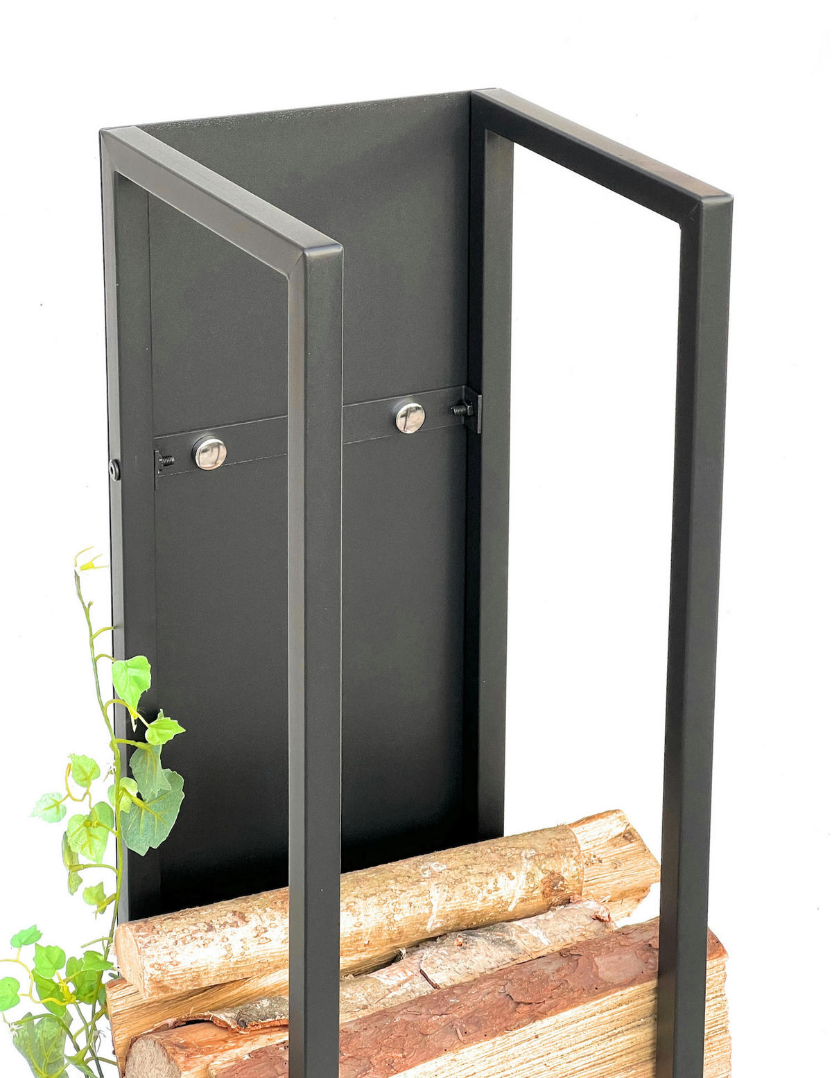 KAMINHOLZREGAL für die Wand Metall Schwarz 100 cm 96357 - Schwarz, Metall (25/100/25cm) - DanDiBo