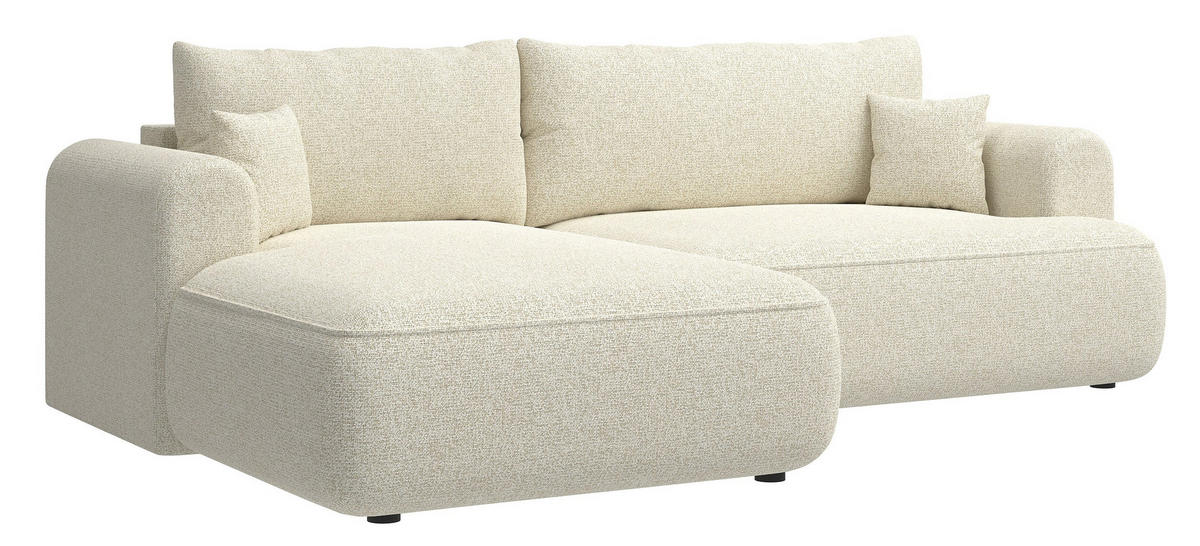 ECKSOFA Ovo Hellbeige Webstoff-Bezug - Ecru/Schwarz, Kunststoff/Textil (260/165cm) - Selsey
