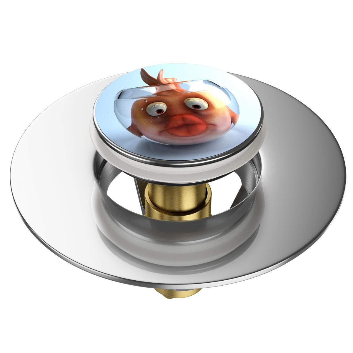 WASCHBECKENSTÖPSEL Pop-Up Goldfisch - Orange, Metall (6/4/5cm) - Sanilo