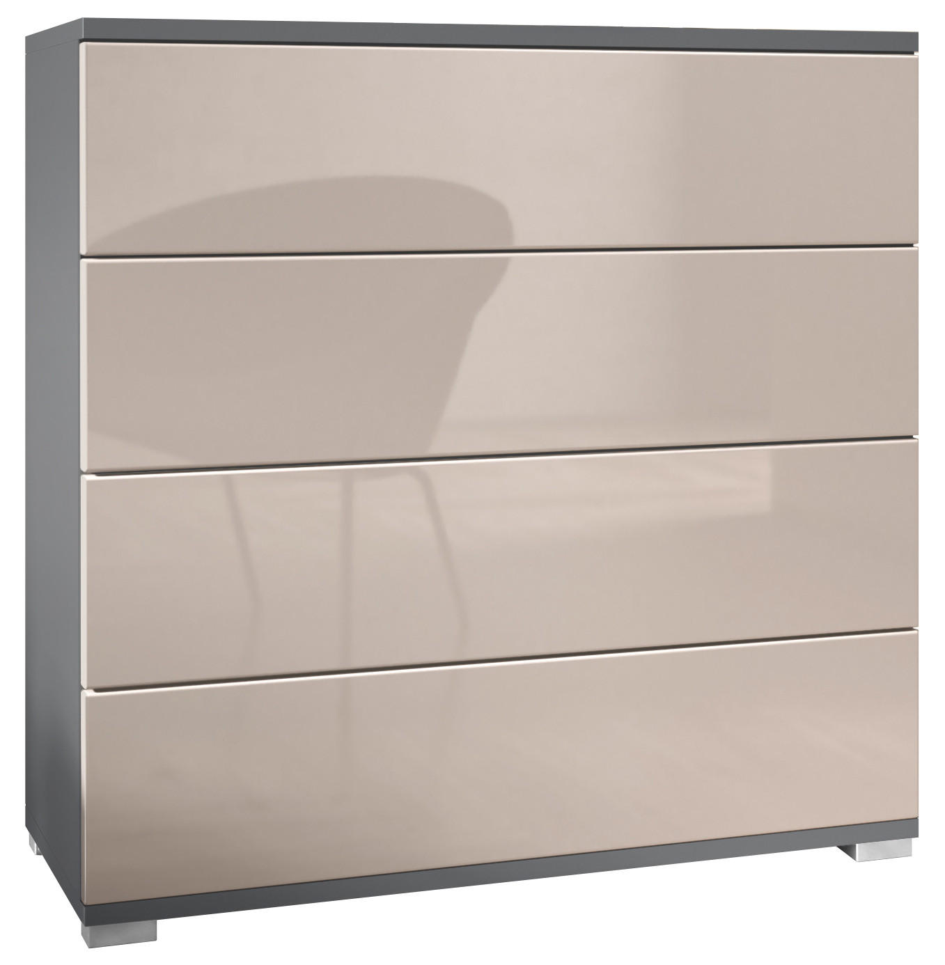 KOMMODE Pavos Sandgrau Hochglanz - Sandfarben, Holzwerkstoff (76/76/35cm) - Vladon