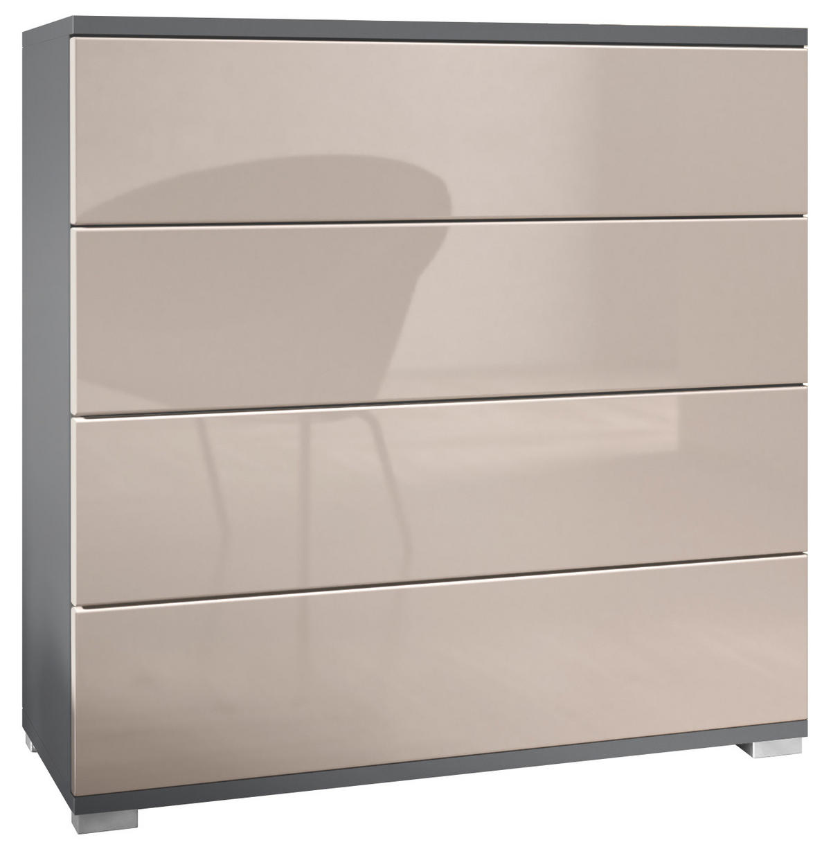 KOMMODE Pavos Sandgrau Hochglanz - Sandfarben, Holzwerkstoff (76/76/35cm) - Vladon