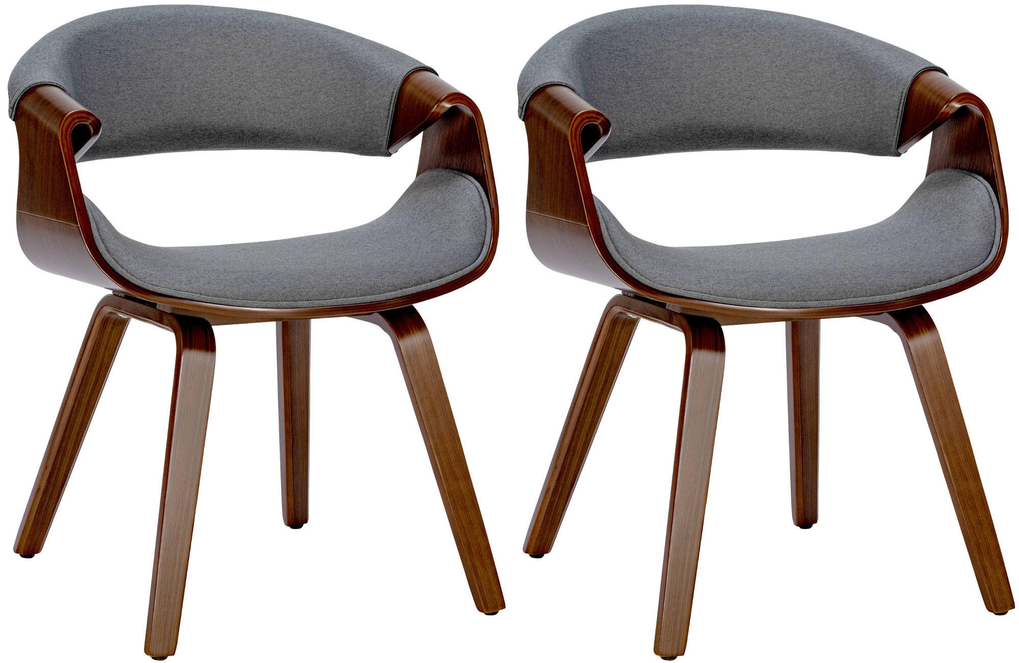 STUHL 2er Set Stoff walnuss/grau - Walnussfarben/Grau, Holz/Textil (62/76/52cm) - CLP