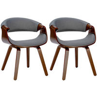 STUHL 2er Set Stoff walnuss/grau - Walnussfarben/Grau, Holz/Textil (62/76/52cm) - CLP
