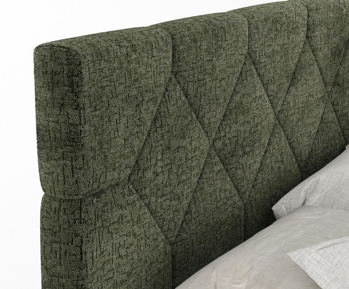BOXSPRINGBETT Toma Olivenfarbe 140/200 cm - Schwarz/Olivgrün, Holz/Holzwerkstoff (140/200cm) - Maison de Reve
