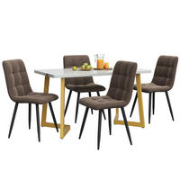 ESSTISCHSET 117x68 Cm Mit 4 Stühlen, Rechteckig, Braun Samt, Gold - Braun, Holzwerkstoff (117/75/68cm) - FLIEKS