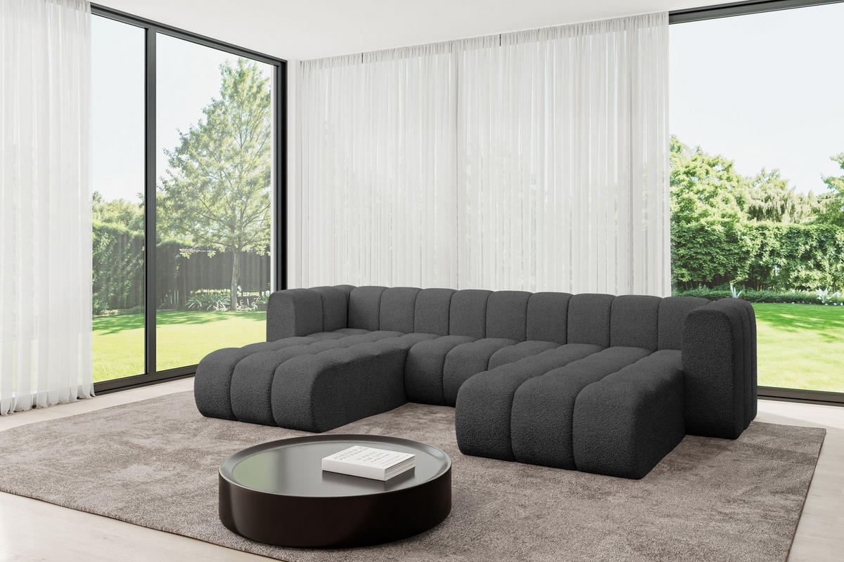 WOHNLANDSCHAFT modulares Sofa Joren-U1 - 319x177x70 cm Grau - Grau, Holzwerkstoff/Textil (319/70/177cm) - ALTDECOR