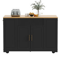 KÜCHENINSEL mit Rollen und Stauraum 120 x 50 x 92 cm Black - Schwarz, Metall (50/92/120cm) - Beauniv