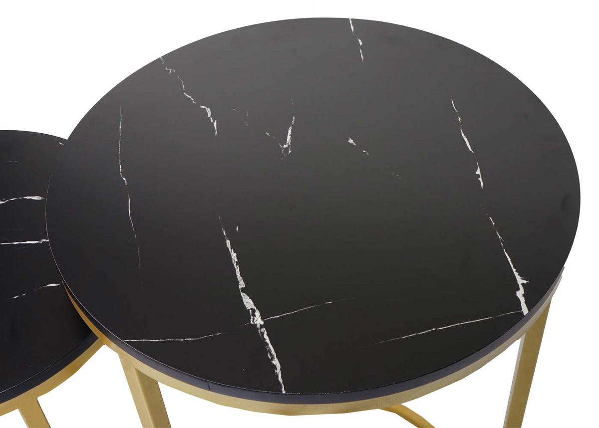 BEISTELLTISCH rund Schwarz, Gold 2er-Set - Goldfarben/Schwarz, Holzwerkstoff (40/40/64cm) - MCW