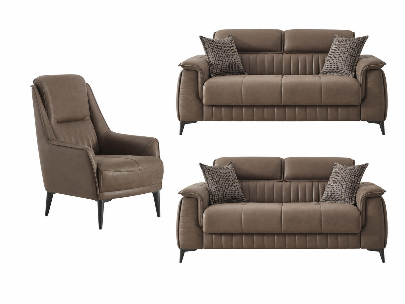 SITZGARNITUR Regina, Braun Stellvariante 2+2+1 - Braun, Holzwerkstoff/Kunststoff (178/85/95cm)