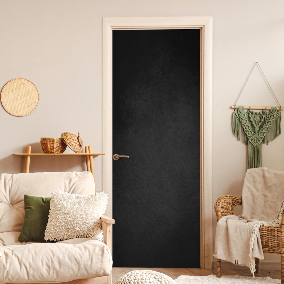 NALJEPNICA ZA VRATA Jednobojno 95x235 cm - tamno siva, plastika (95/0.1cm) - MuchoWow