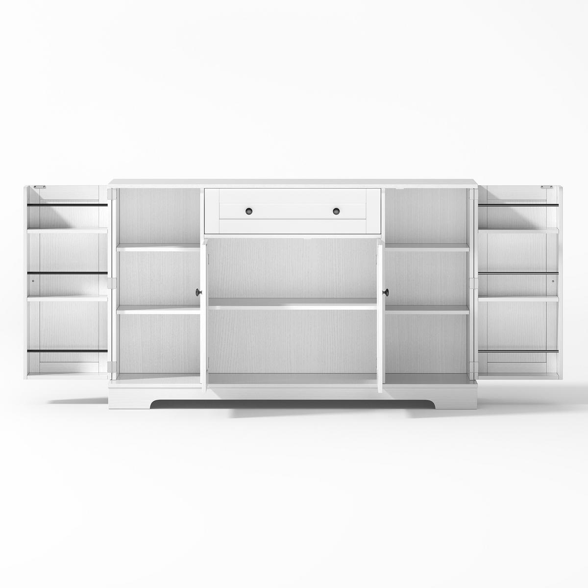 SIDEBOARD in Weiß Küchenbuffet mit Regaltüren und Schublade für Küche und Wohnzimmer, B138/T40/H85 cm - Weiß, Holzwerkstoff (138/85/40cm) - STILVORA