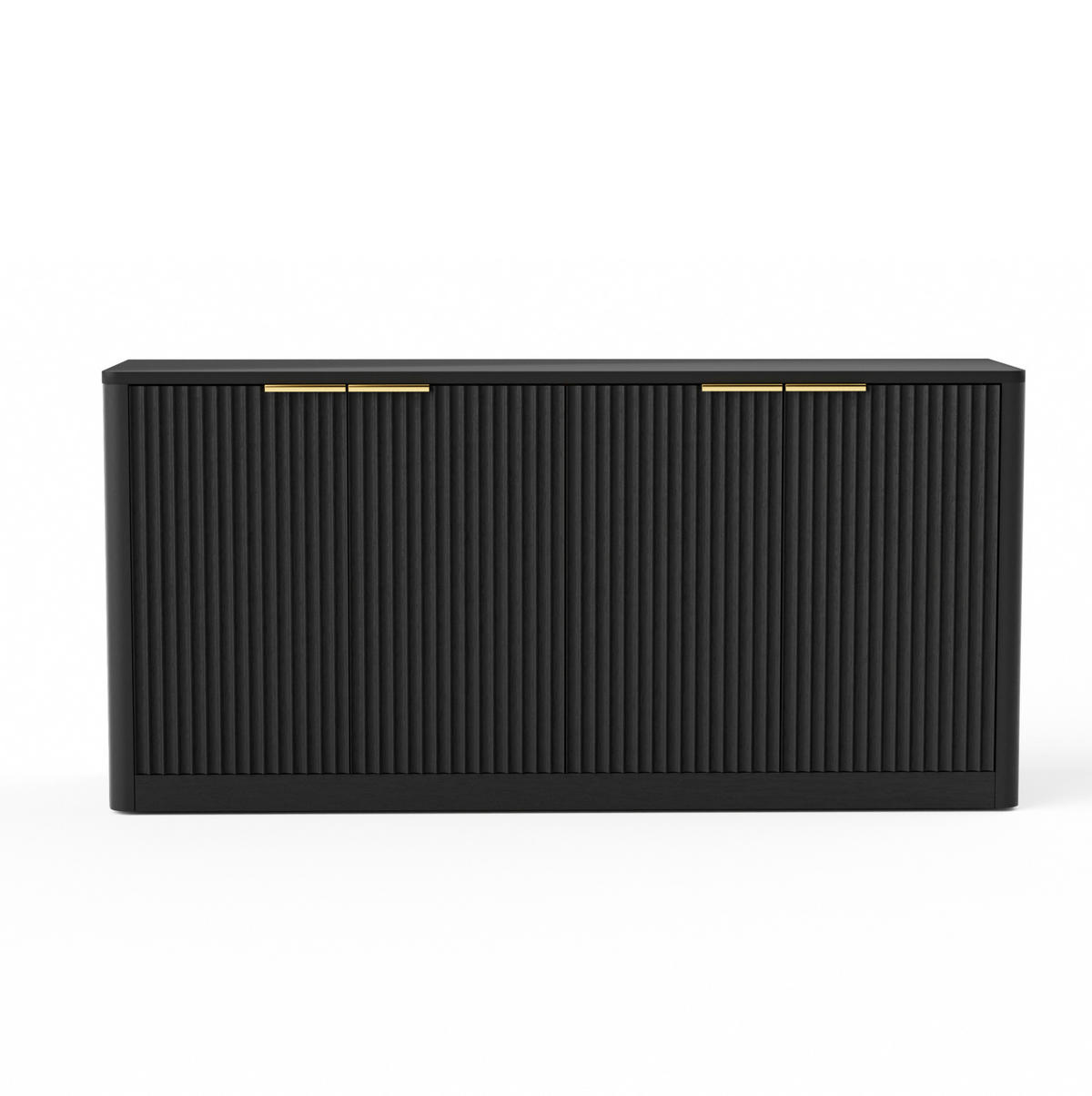 SIDEBOARD 150/40/70.5 cm Schwarz aus MDF mit 4 Türen - Schwarz, Holzwerkstoff (40/70.5/150cm) - OKMYHOME