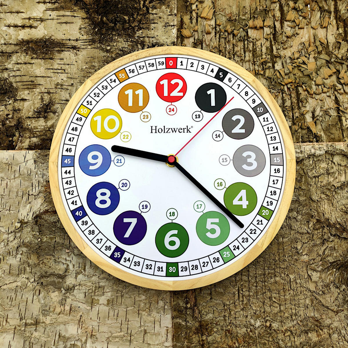 WANDUHR Kinderzimmer MIO & MIA Holz Wand Uhr, beige, weiß - Beige/Multicolor, Holz/Metall (25/25/2.4cm) - Holzwerk