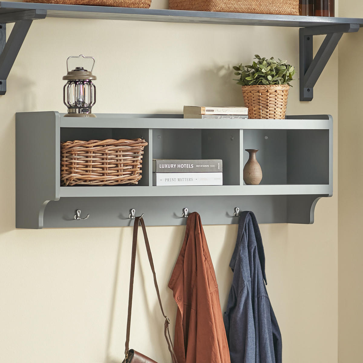 WANDGARDEROBE Grau - Grau, Holzwerkstoff (100/35/25cm) - SoBuy