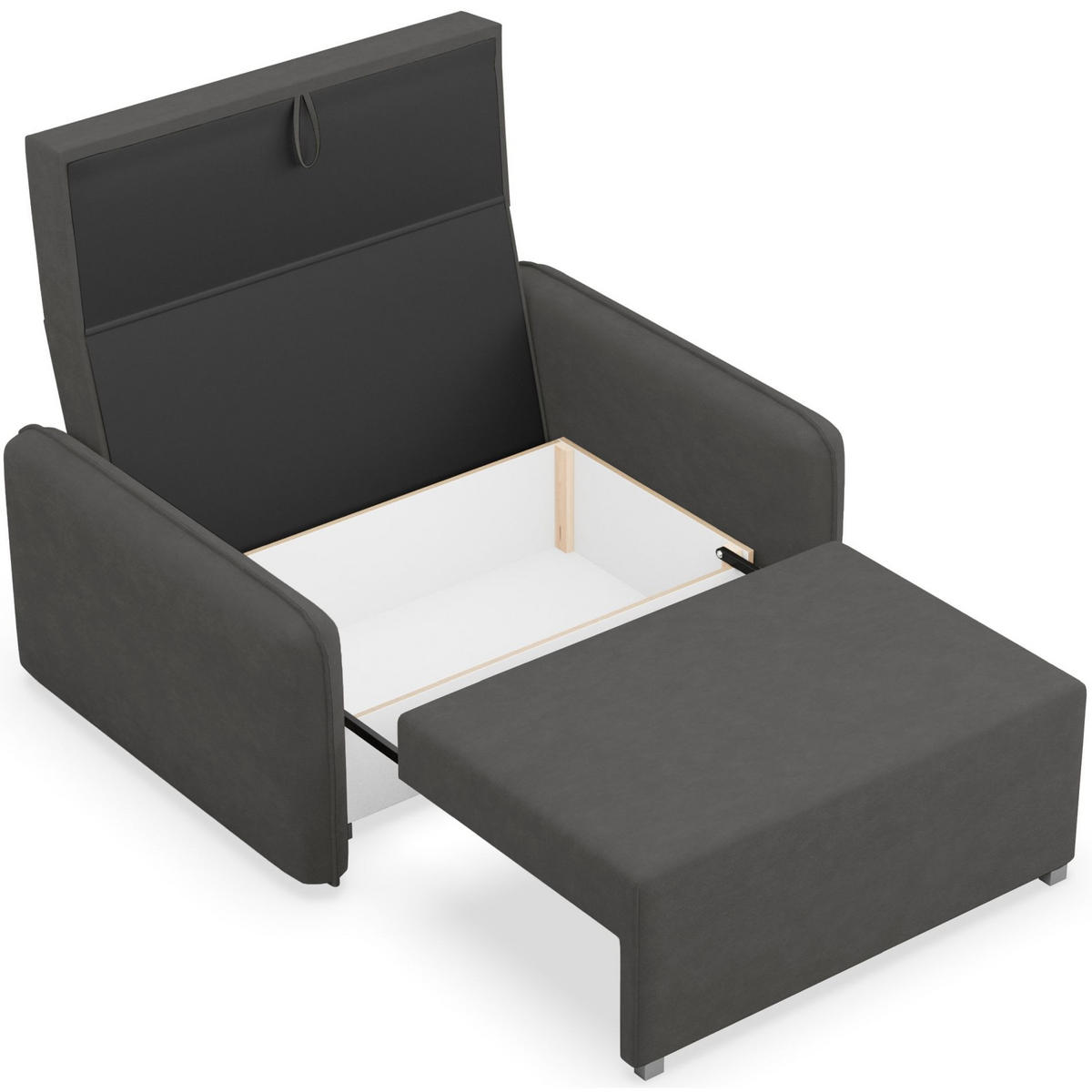 2-SITZER SCHLAFSOFA Duelia Graphitgrau, hydrophobe Chenille - Schwarz, Textil/Metall (144/85/124cm) - Selsey