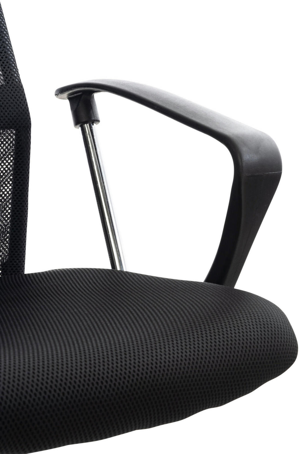 CHEFSESSEL Lederlook schwarz - Chromfarben/Schwarz, Textil/Metall (60/110/53cm) - CLP