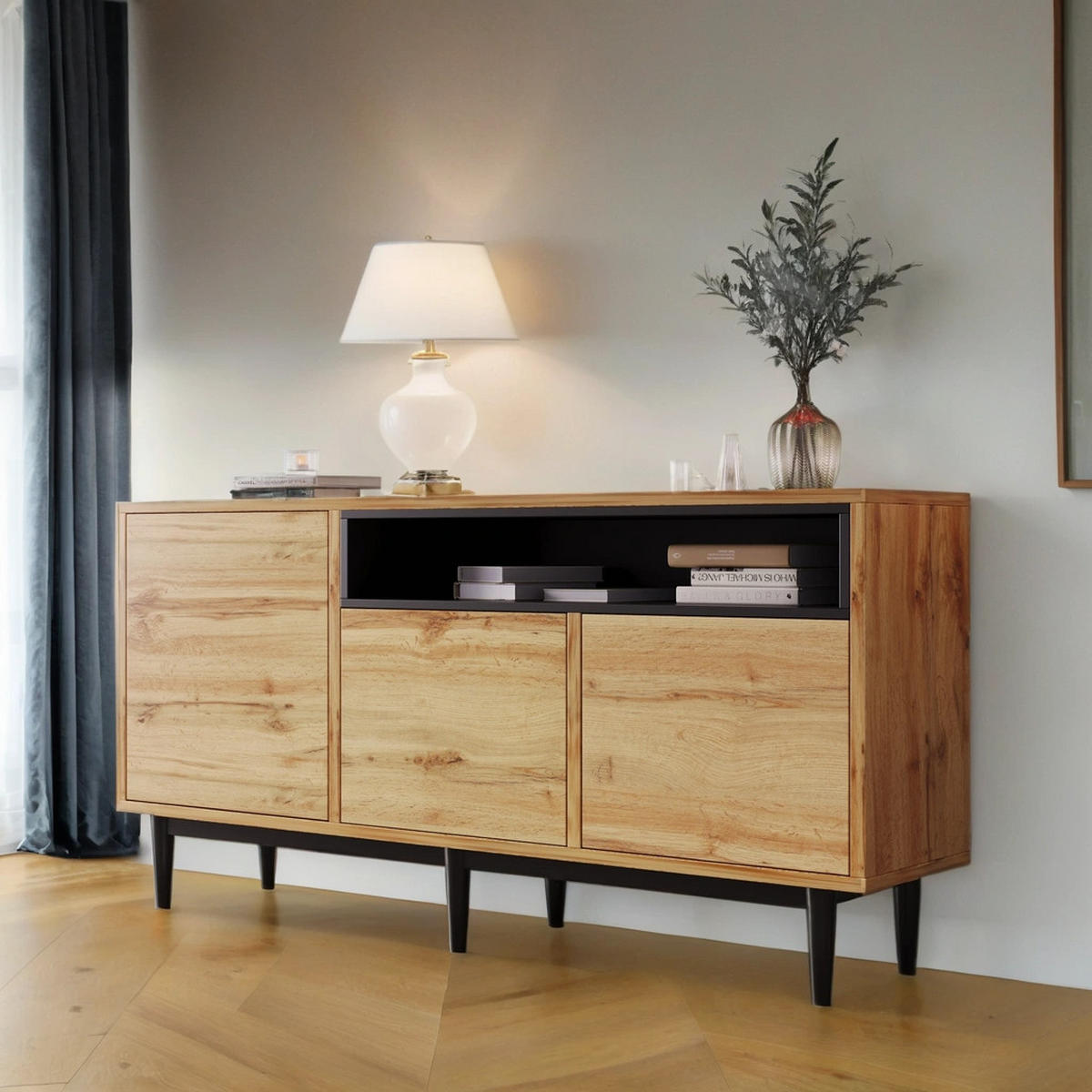 SIDEBOARD Braun 160/35/76 cm - Braun, Holzwerkstoff/Metall (35/76/160cm) - Urban Meuble