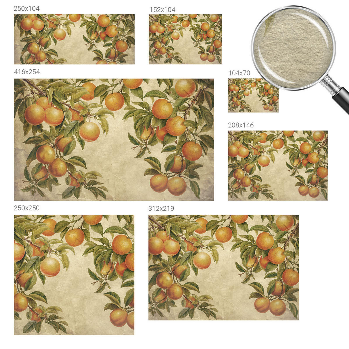 FOTOTAPETE 104x70 cm - Fruchtzweige - Grün, Textil (104/70cm) - Wallfluent