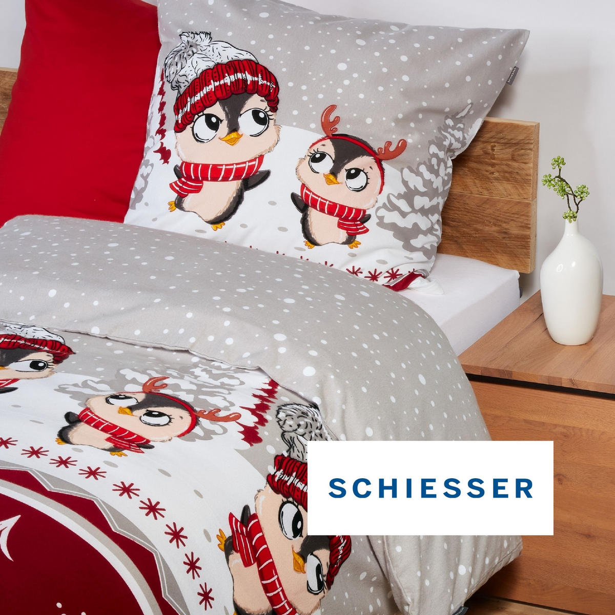 BETTWÄSCHESET Antoni - Feinbiber - 2-teilig - 135x200 cm - Grau - Grau, Textil (135/200cm) - SCHIESSER