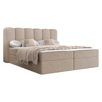 BOXBETT Softi 1 Boucle - H3 - Beige/Schwarz, Holz/Holzwerkstoff (140/200cm) - MIRJAN24