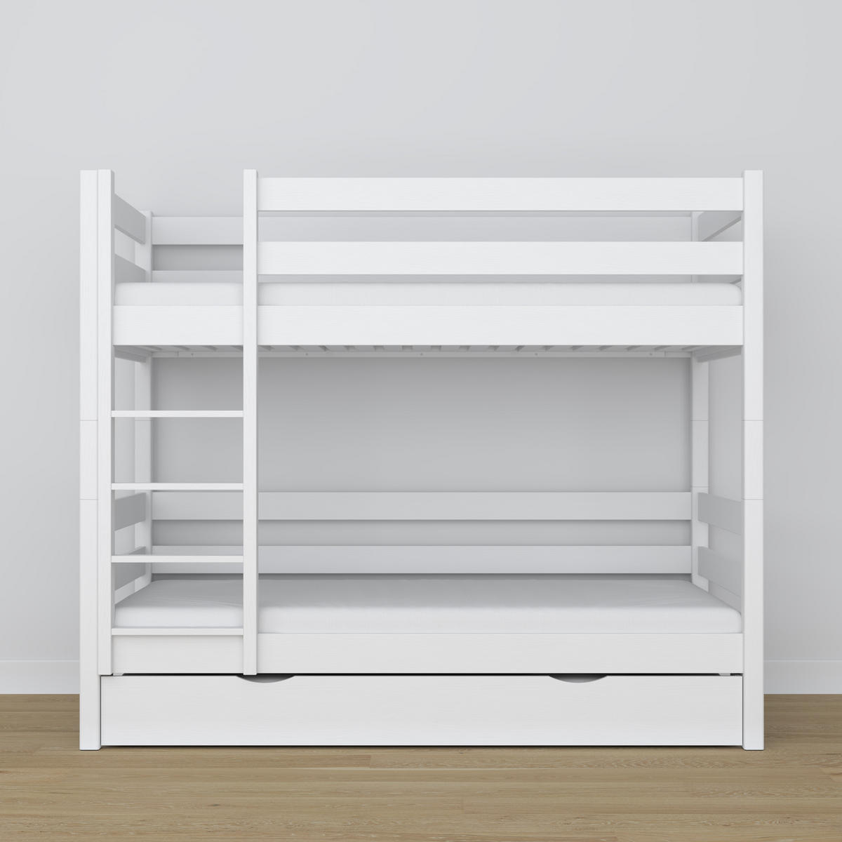 ETAGENBETT N01 mit Matratzenschublade Weiß 90/200 - Weiß, Naturmaterialien/Holz (90/200cm) - N-Wood