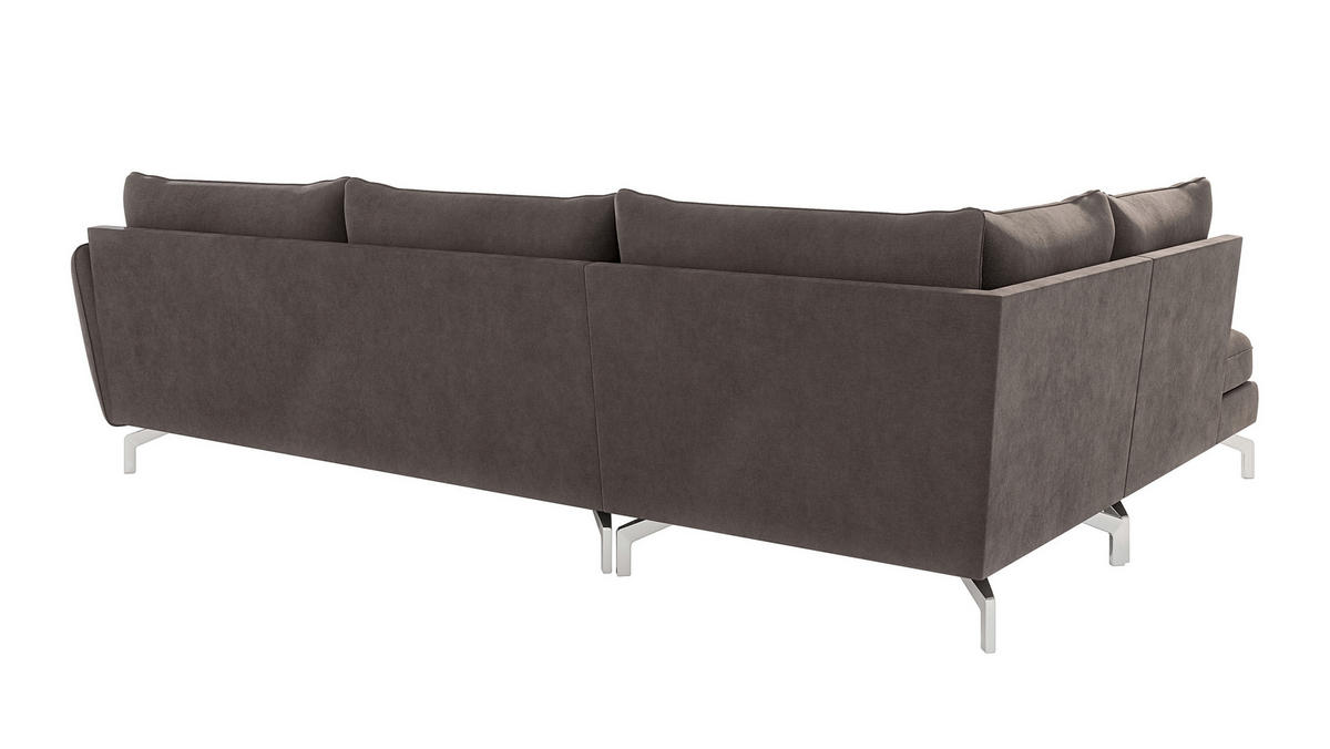 ECKSOFA Elou Braun - Khaki Microfaser - Chromfarben/Dunkelbraun, Holz/Textil (277/200cm) - S-Style Möbel