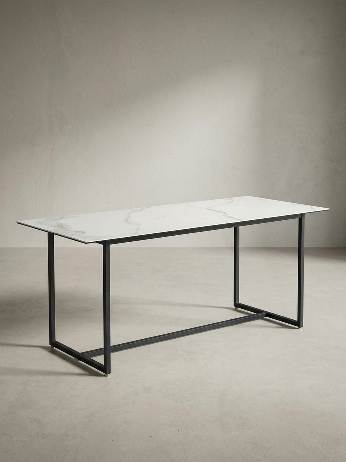 ESSTISCH Glas Keramik Marmoroptik Designer 180x90 ARCTIC, Weiß-Schwarz 180x90x76 cm - Schwarz/Weiß, Glas/Metall (90/180/76cm) - KADIMA DESIGN