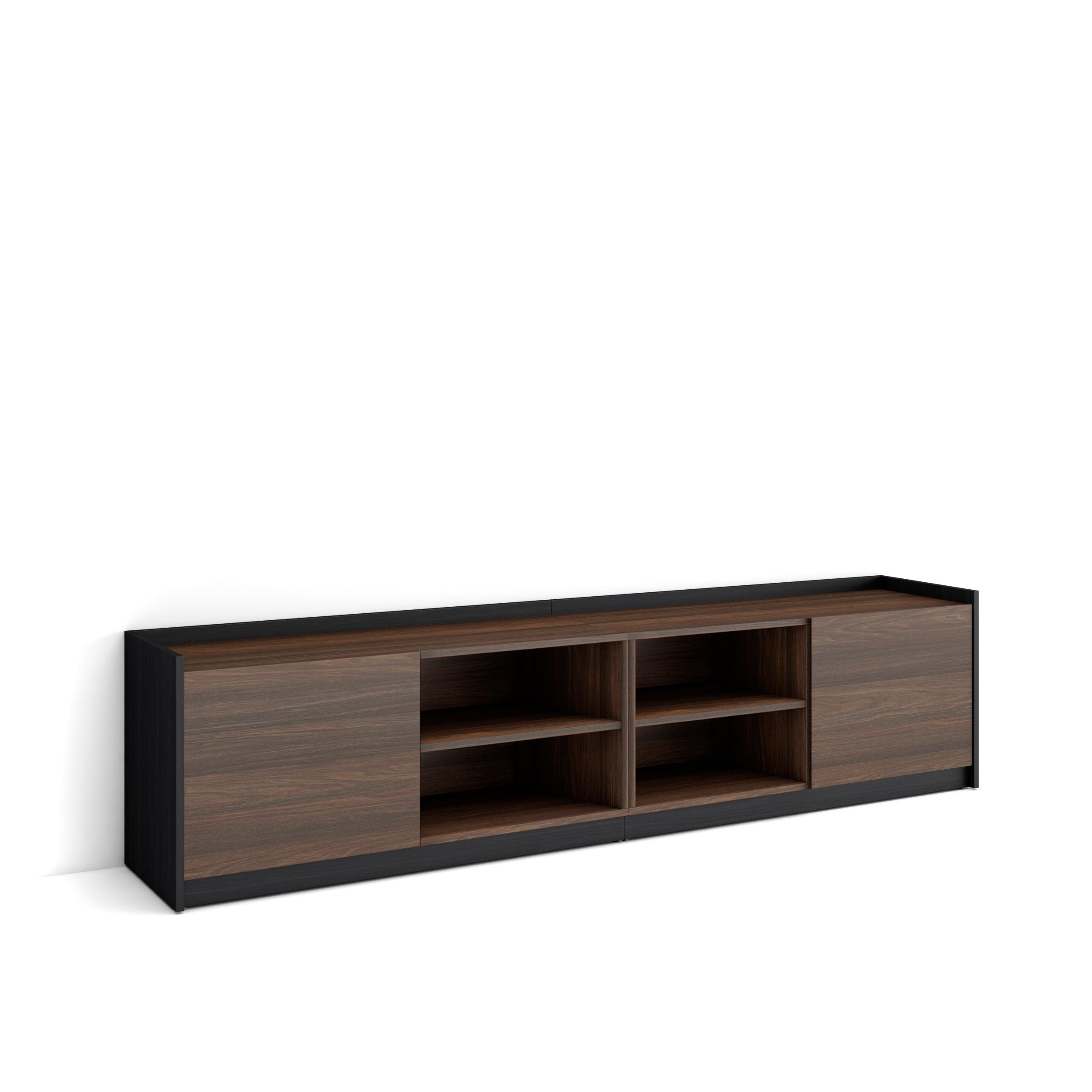 TV-SCHRANK, Lowboard, 207/37/50cm, Für TV-Geräte bis zu 80", Eiche und Schwarz - Dunkelbraun, Holzwerkstoff (207/50/37cm) - Skraut Home