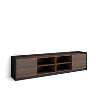 TV-SCHRANK, Lowboard, 207/37/50cm, Für TV-Geräte bis zu 80", Eiche und Schwarz - Dunkelbraun, Holzwerkstoff (207/50/37cm) - Skraut Home