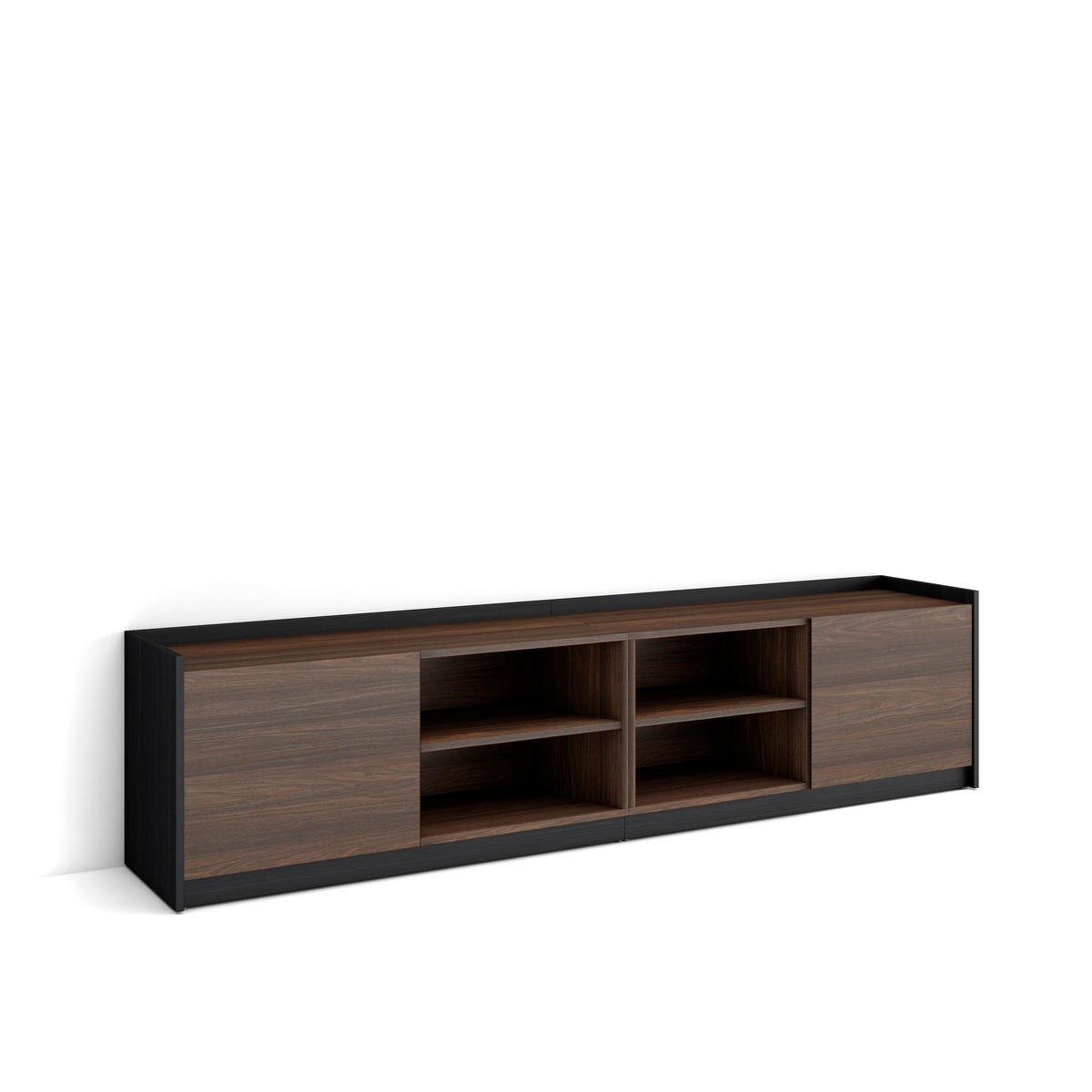 TV-SCHRANK, Lowboard, 207/37/50cm, Für TV-Geräte bis zu 80", Eiche und Schwarz - Dunkelbraun, Holzwerkstoff (207/50/37cm) - Skraut Home