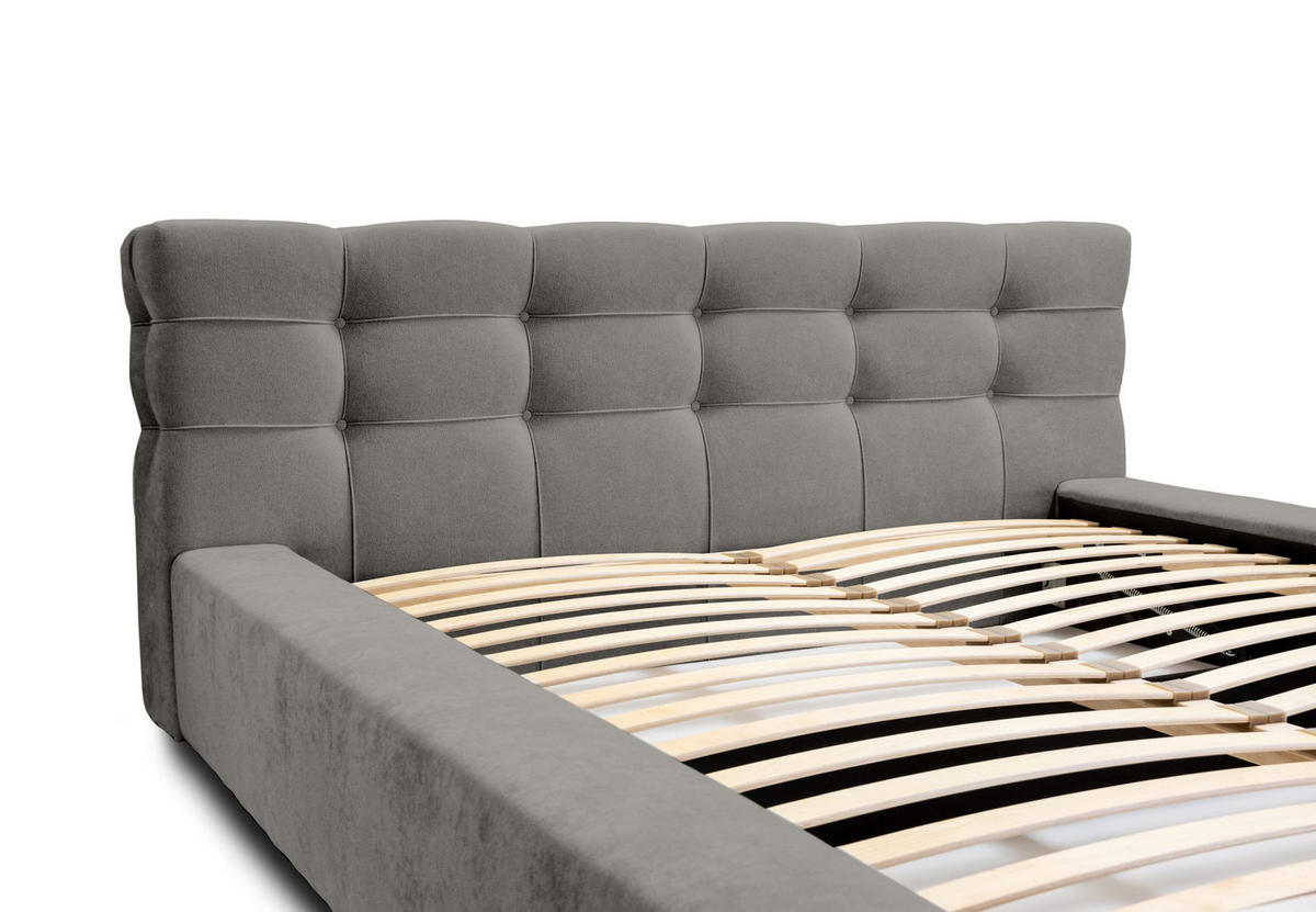 POLSTERBETT aus Velvet Gretta 180x200 cm, Hellgrau - Hellgrau, Textil (180/200cm) - Fedve