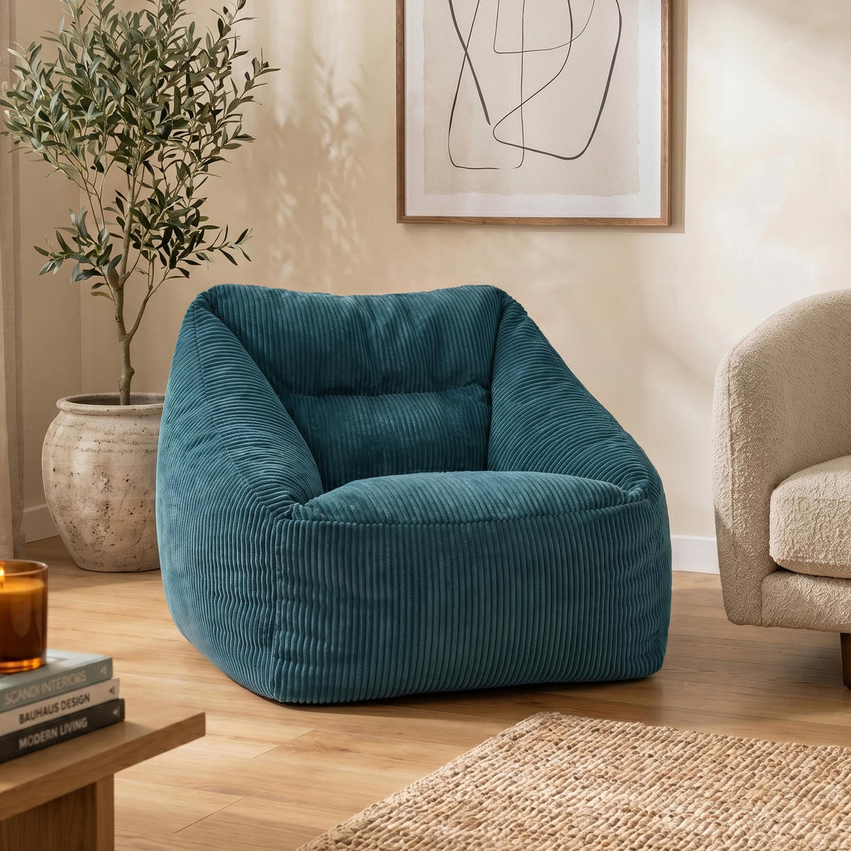 SITZSACK Cord Sessel Natalia - Grün, Textil (97/73/84cm) - icon