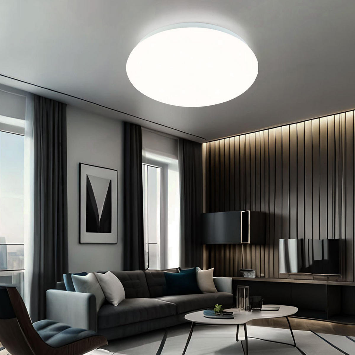 LED DECKENLEUCHTE Weiß RGB Fernbedienung - Weiß, Metall (29/29/9cm) - Globo Lighting