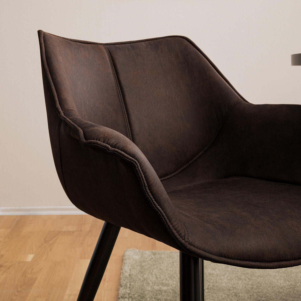 ARMLEHNENSTUHL - Metall - Dunkelbraun, Textil (70/81/64cm) - home24