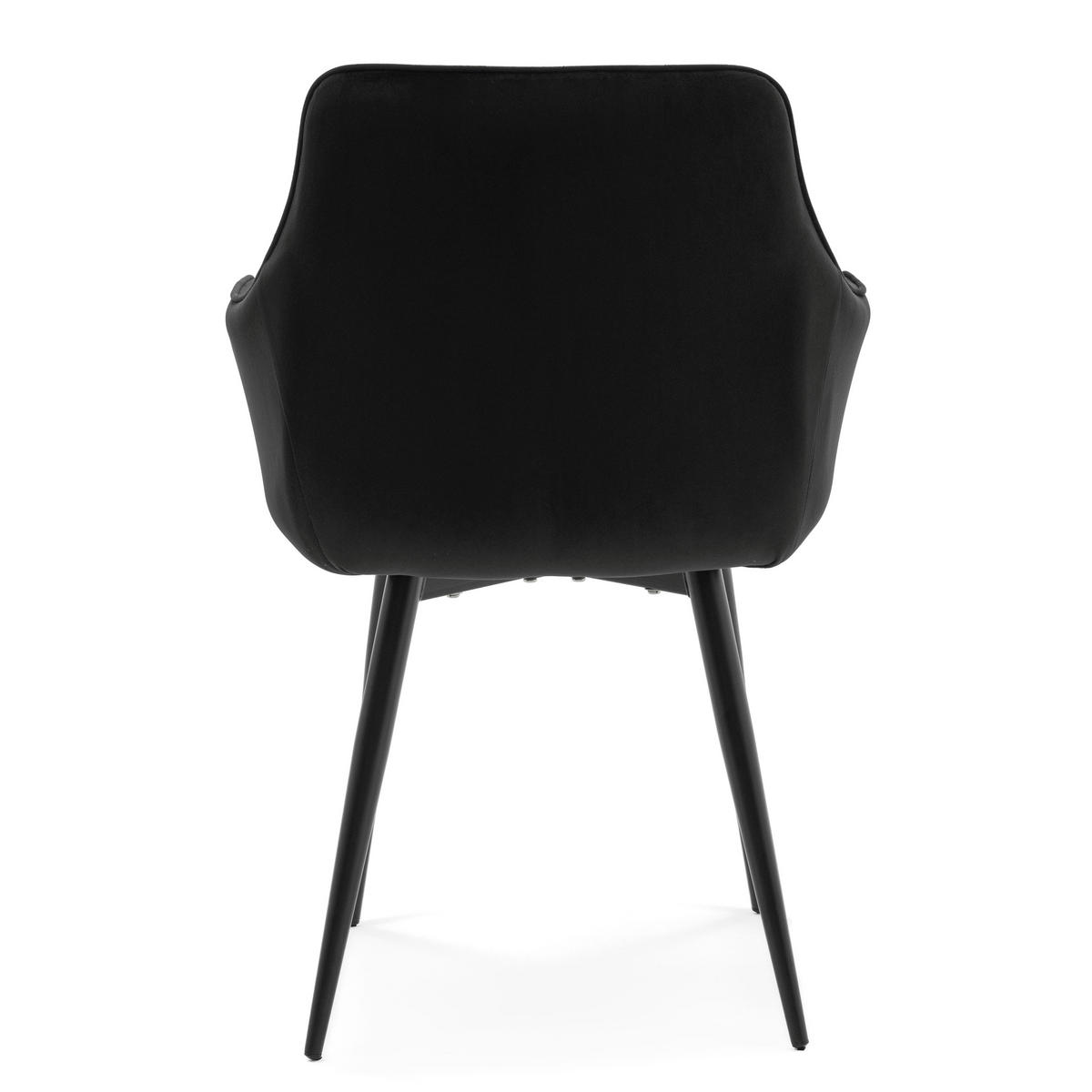 STUHL QUATTRO gepolstert mit Steppung - schwarz - Samt Velours - Schwarz, Textil/Metall (58/88/58cm) - NEW HOME