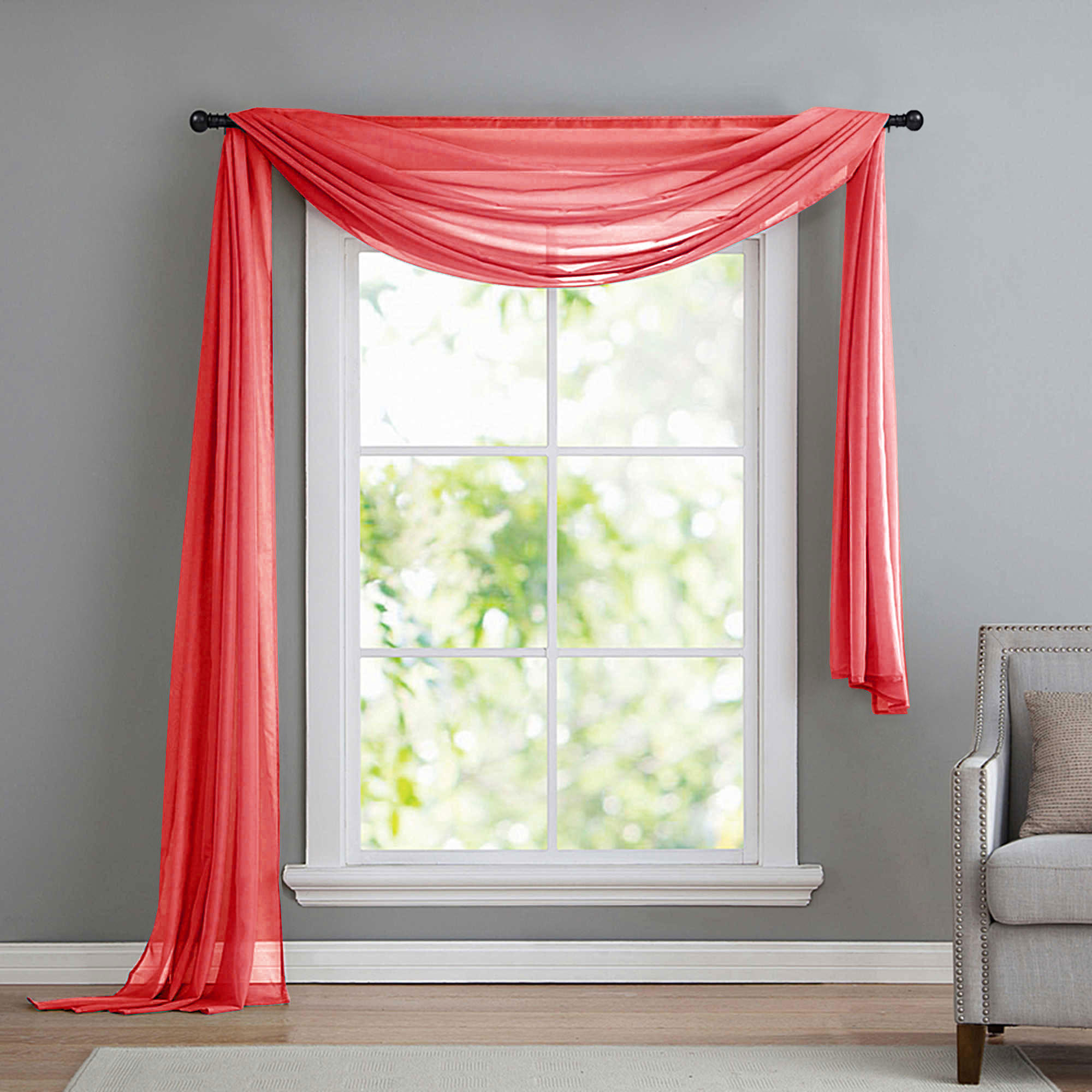 QUERBEHANG 1ER SET HxB 140x600 Rot - Rot, Textil (140/600cm) - Gardinenbox