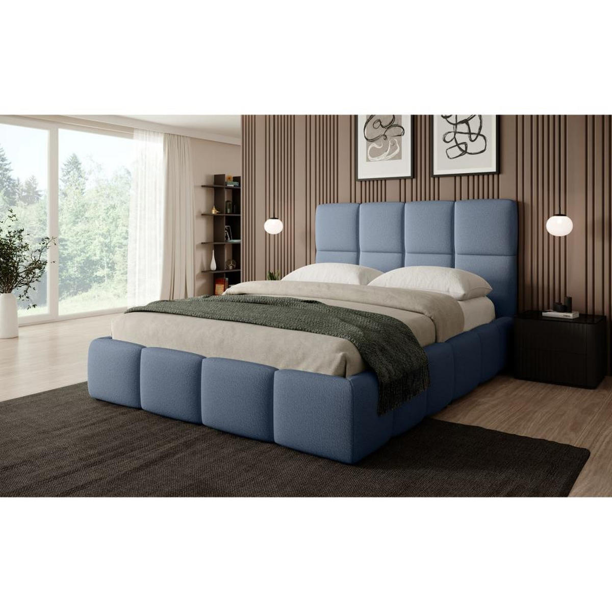 POLSTERBETT Nostro mit Bettkasten 180x200 cm hellblau - Schwarz/Hellblau, Textil (180/200cm) - Beautysofa