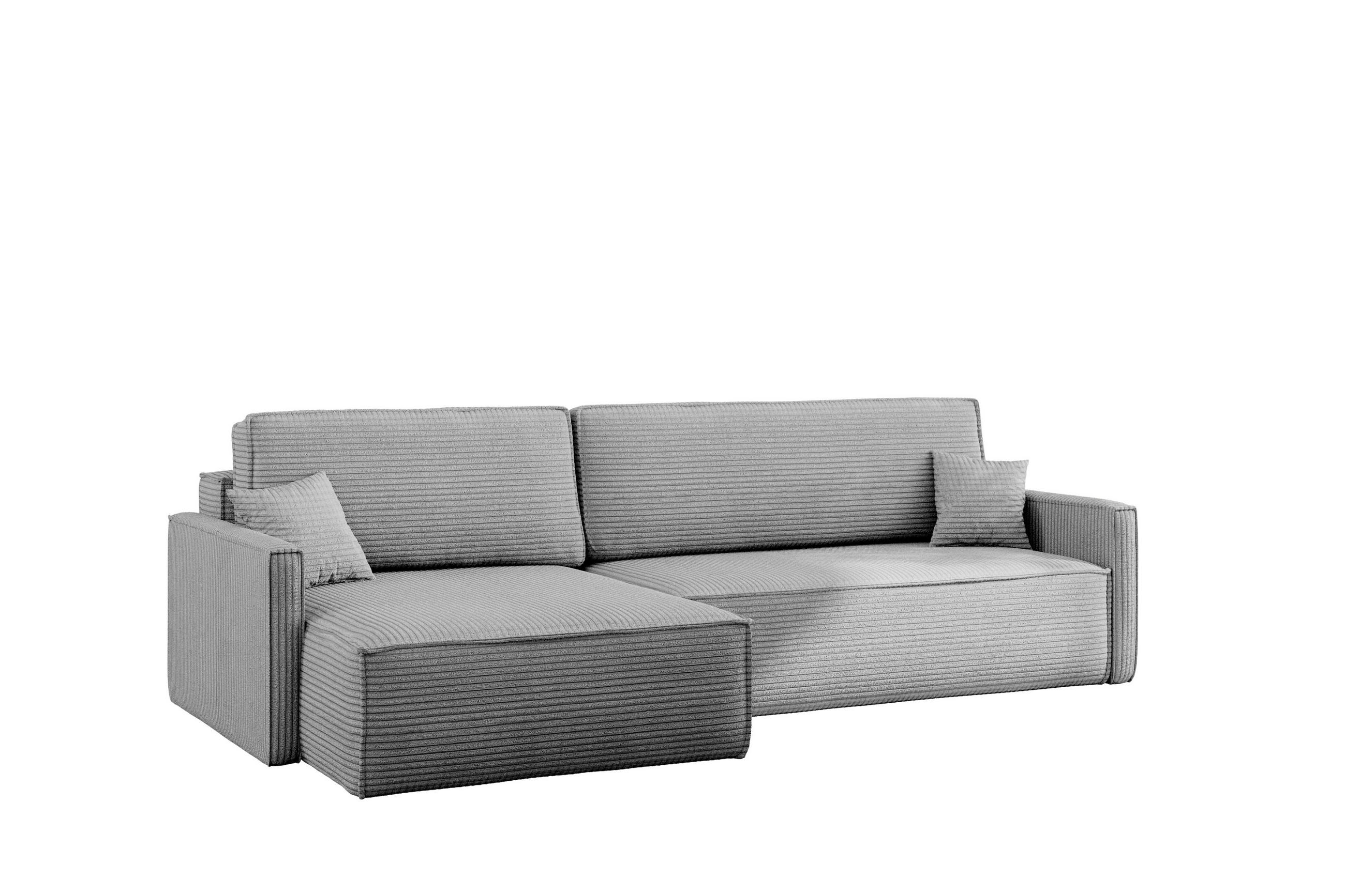 SCHLAFSOFA Carlos, Ecksofa L-Form mit schlaffunktion und bettkasten Stoff Poso Silber Links - Silberfarben, Holz (142/83/250cm) - Kaiser Möbel
