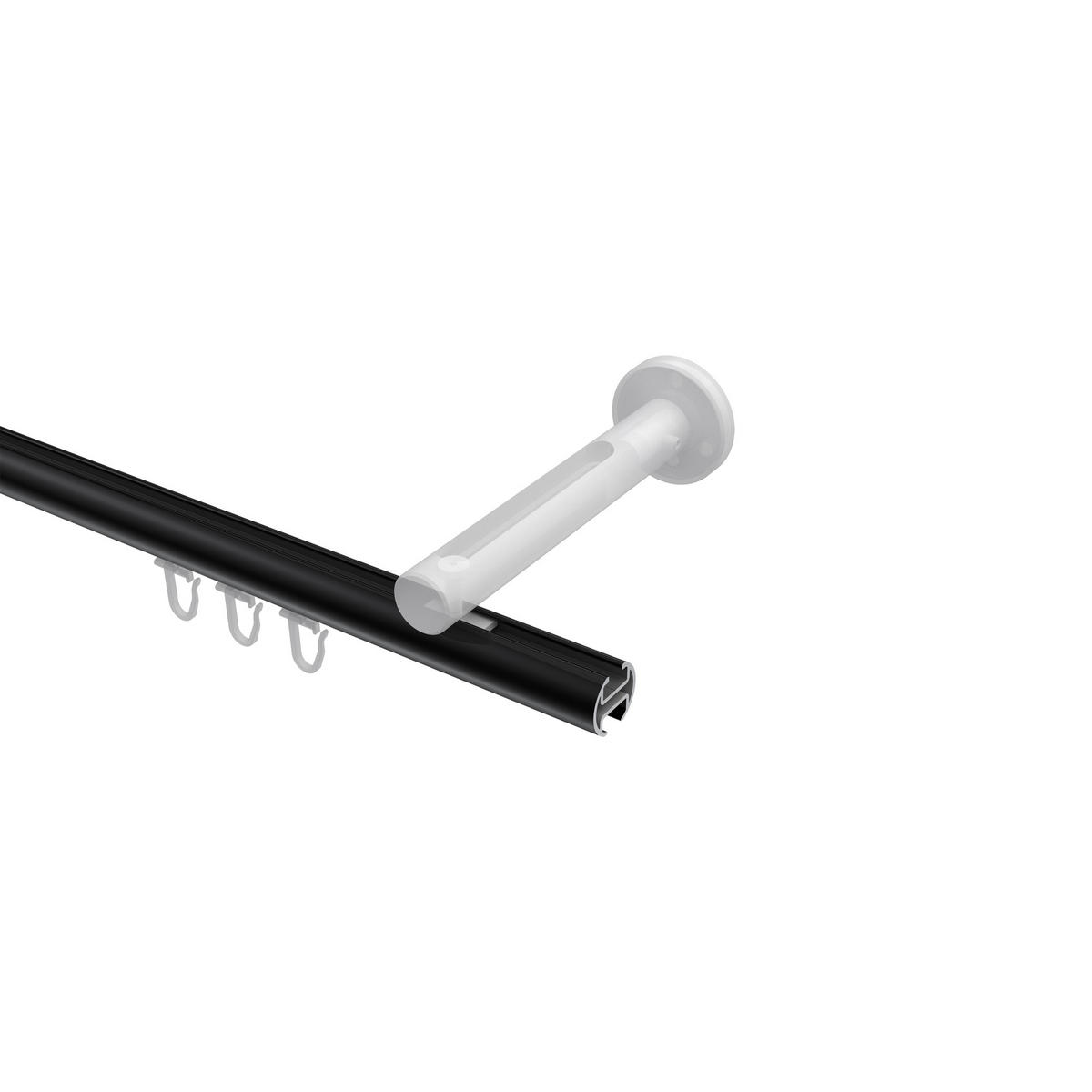 INNENLAUF-GARDINENSTANGEN-SET Siteno Santo 320 cm (geteilt in 2 x 160 cm), 1-läufig, 20 mm Ø Schwarz - Schwarz, Metall (320cm) - INTERDECO
