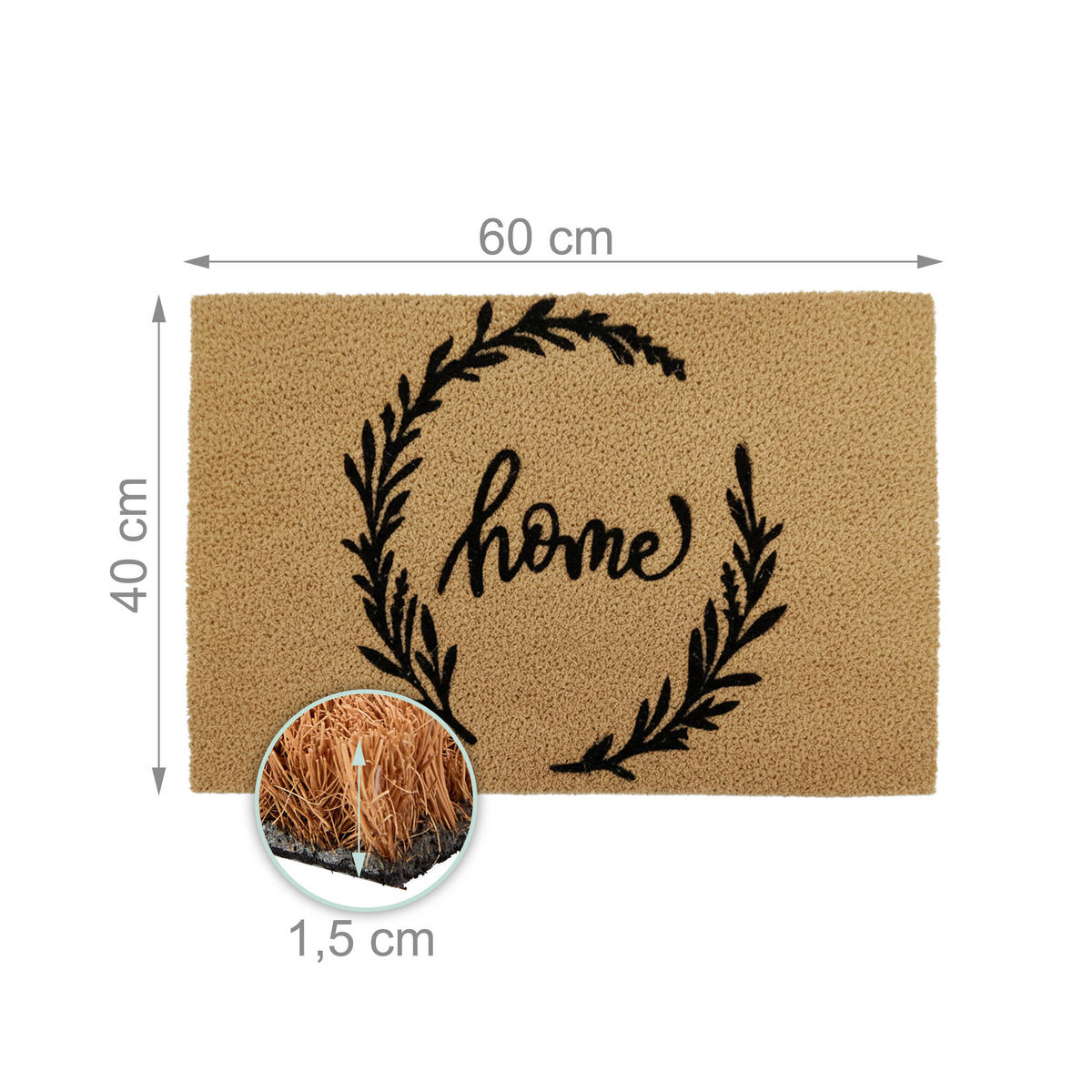 FUSSMATTE - Hellbraun, Kunststoff/Textil (60/40cm) - Relaxdays