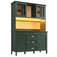BUFFET DE-38374 120/40/179 cm mit LED-Beleuchtung und braunen Glastüren Grün - Grün, Holzwerkstoff (120/179/40cm) - ComfortXL
