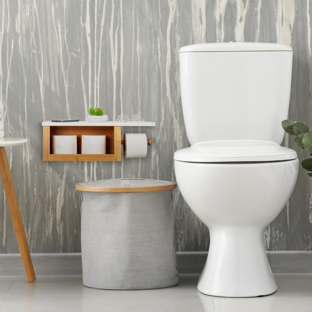 TOILETTENPAPIERHALTER - Hellbraun, Holz/Holzwerkstoff (50/17/18cm) - Relaxdays