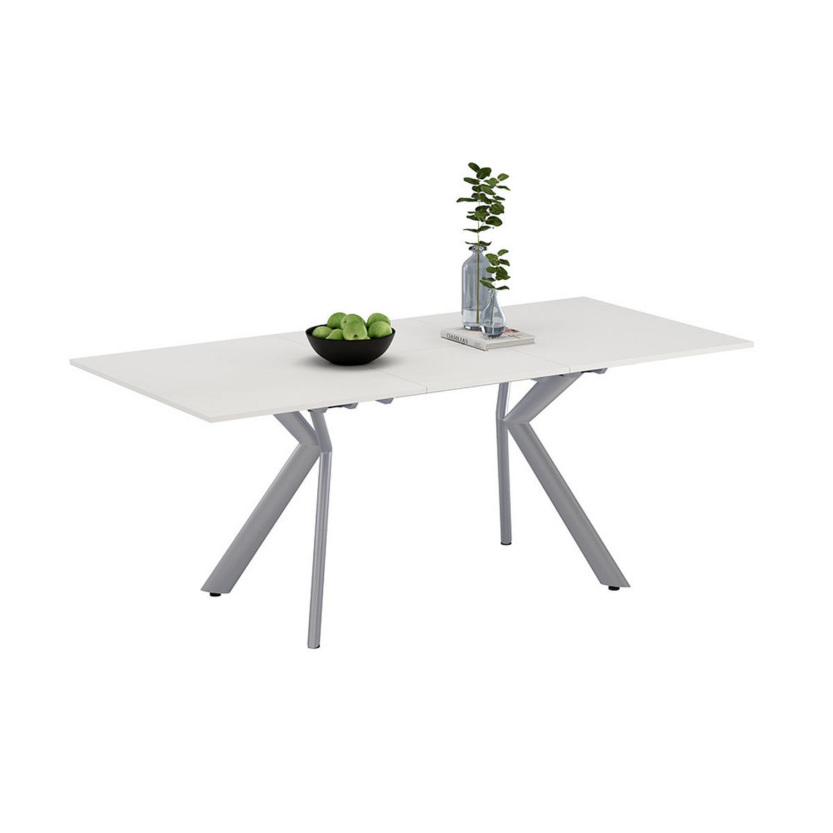 ESSTISCH Trill Weiß/Grau 140 x 90 cm ausziehbar - Weiß/Grau, Holzwerkstoff (90/140/76cm) - Vicco