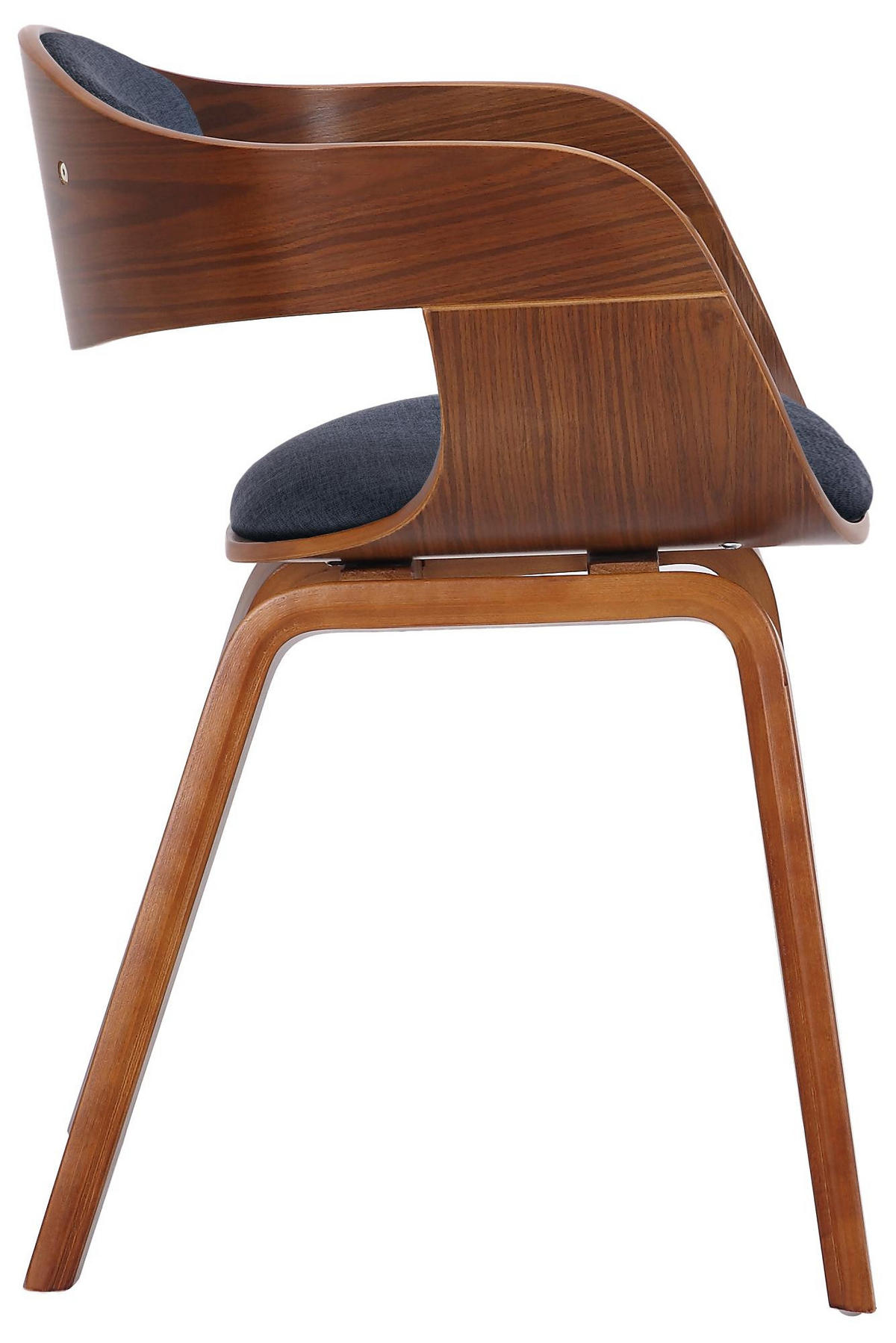 ARMLEHNENSTUHL Stoff Walnuss/Blau - Blau/Walnussfarben, Holz/Textil (49/73/46cm) - CLP